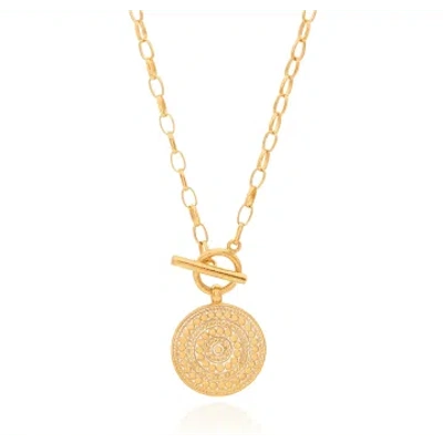 Anna Beck Contrast Dotted Circle Toggle Necklace In Gold