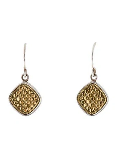 Pre-owned Anna Beck Contrast Dotted Cushion Earrings In Multi