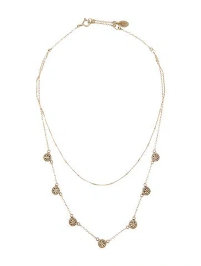 Pre-owned Anna Beck Disc Double Strand Station Necklace, 16" In Multicolor