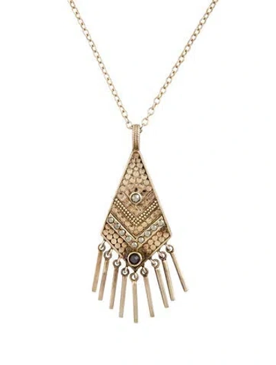 Pre-owned Anna Beck Dot Textured Reversible Tassel Pendant Necklace, 30" In Grey