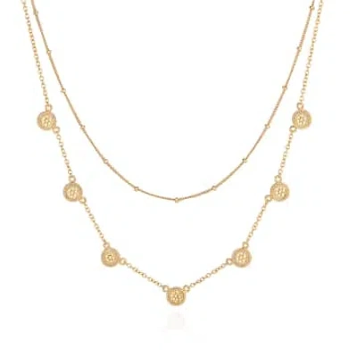 Anna Beck Double Chain Disc Necklace In Gold