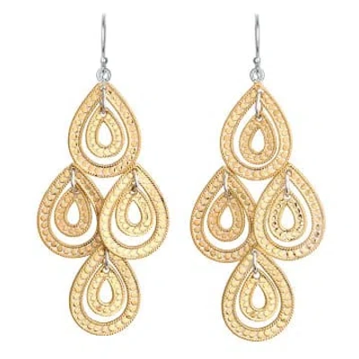 Anna Beck Double Teardrop Chandelier Earrings In Gold