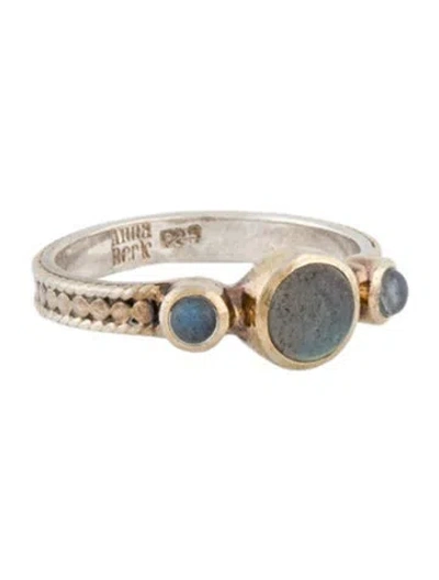Pre-owned Anna Beck Labradorite Three Stone Cocktail Ring In Multi
