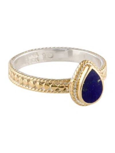 Pre-owned Anna Beck Lapis Lazuli Hammered Drop Ring In Blue