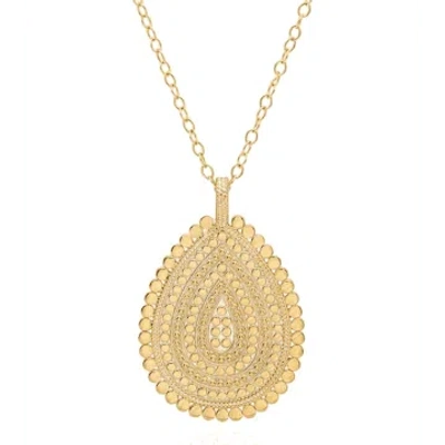 Anna Beck Large Scalloped Teardrop Necklace In Gold