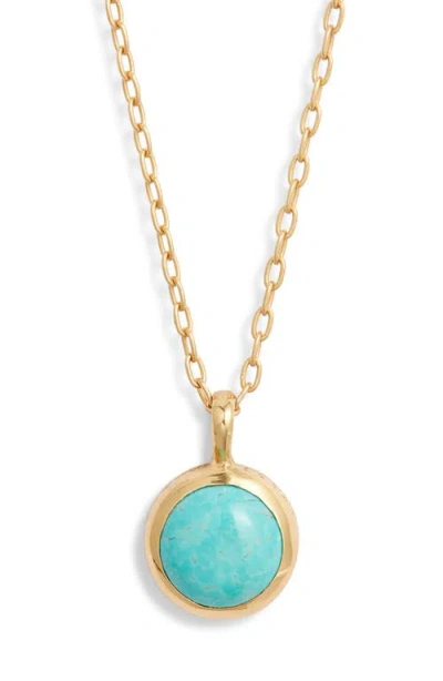 Anna Beck Large Turquoise Pendant Necklace In Gold