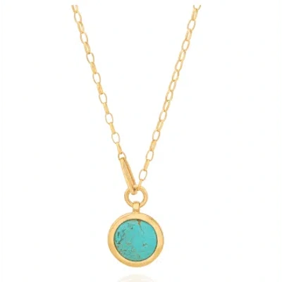Anna Beck Large Wavy Turquoise Pendant Necklace In Gold