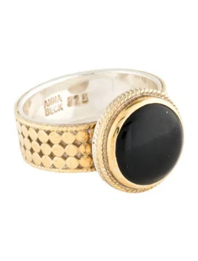 Pre-owned Anna Beck Onyx Cocktail Ring In Multicolor
