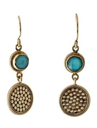 Pre-owned Anna Beck Quartz Doublet Drop Earrings In Multi