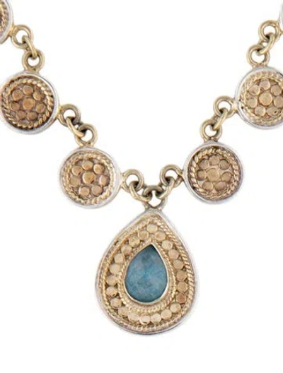 Pre-owned Anna Beck Quartz Doublet Station Necklace, 18.75" In Multicolor