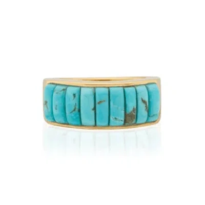 Anna Beck Rectangular Turquoise Multi Stone Ring In Gold
