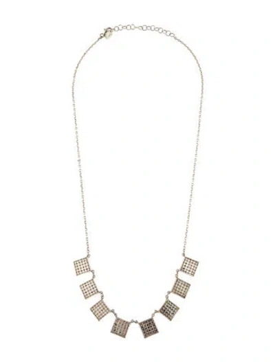 Pre-owned Anna Beck Square Textured Station Necklace, 22.5" In Multicolor