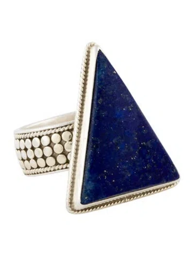 Pre-owned Anna Beck Stone Triangle Cocktail Ring In Blue