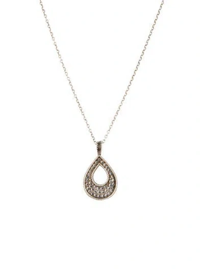 Pre-owned Anna Beck Teardrop Two-tone Textured Pendant Necklace, 18.75" In Multicolor