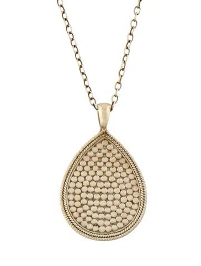 Pre-owned Anna Beck Textured Dotted Tear Drop Pendant Necklace, 32.25" In Multicolor
