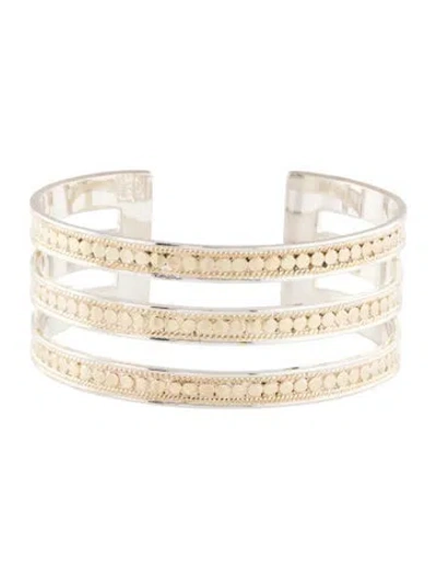 Pre-owned Anna Beck Three Row Dot Cuff, 6.75" In Multi