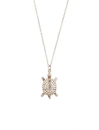 Pre-owned Anna Beck Turtle Pendant Necklace, 31.5" In Multicolor
