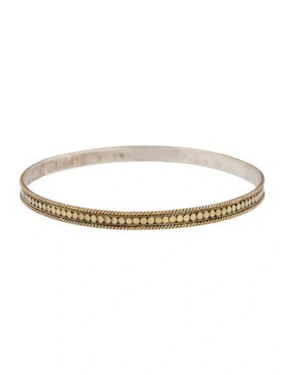 Pre-owned Anna Beck Two-tone Classic Skinny Bangle, 8" In Multi