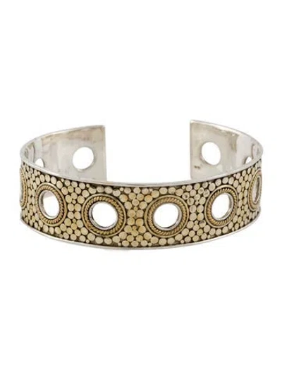 Pre-owned Anna Beck Two-tone Cutout Circle Cuff Bracelet In Multi