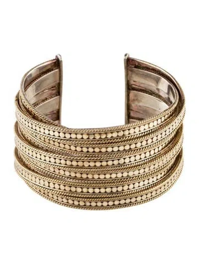 Pre-owned Anna Beck Two-tone Dotted Cuff Bracelet, 6.25" In Multi