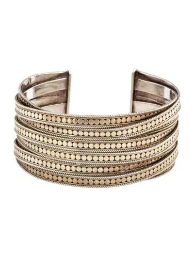 Pre-owned Anna Beck Two-tone Dotted Cuff Bracelet, 7" In Multi