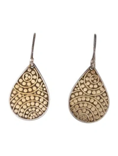 Pre-owned Anna Beck Two-tone Dotted Teardrop Drop Earrings In Multicolor