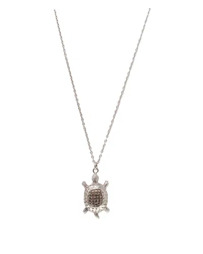 Anna Beck Women's Large Turtle Necklace In Silver In Black