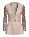Anna Buzzi Woman Suit Jacket Pastel Pink Size 8 Polyurethane, Viscose In Pink