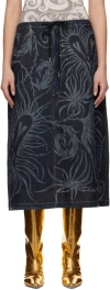 Anna Castellano Ssense Exclusive Black Flowers Maxi Skirt In Black Denim