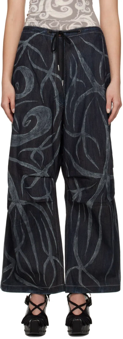 Anna Castellano Ssense Exclusive Black Stars Jeans In Black Denim