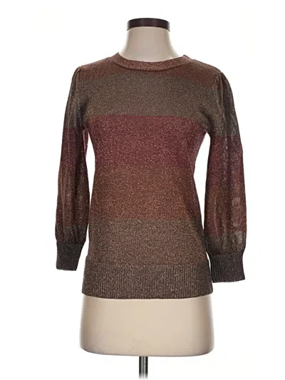 Pre-owned Anna Cate 3/4 Sleeve Top Brown Boatneck Tops