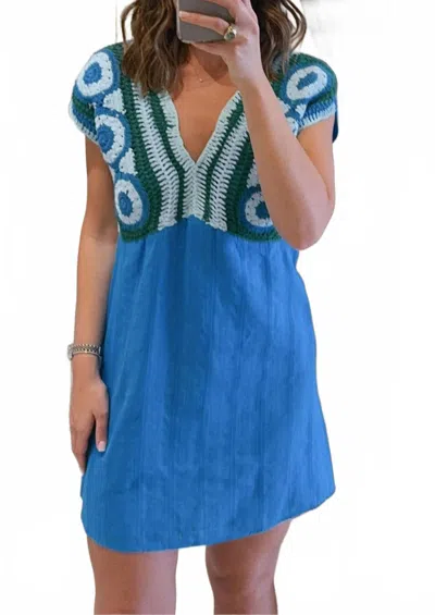 Anna Cate Ally Mini Dress In Cobalt Embroidery In Blue