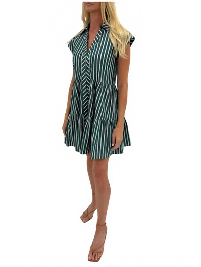 Anna Cate Alys Mini Dress In Hunter Poplin Stripe In Green