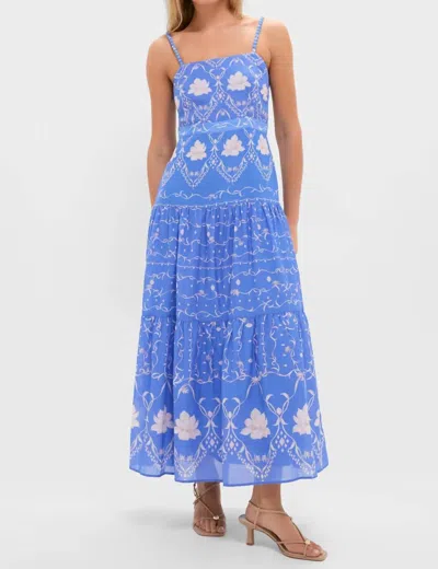 Anna Cate Asher Midi Dress In Sea Petal In Blue