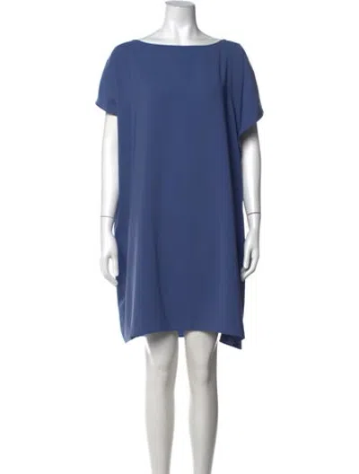 Pre-owned Anna Cate Bateau Neckline Knee-length Dress In Blue