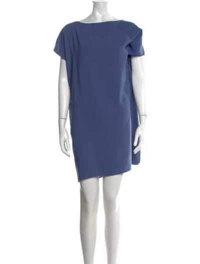 Pre-owned Anna Cate Bateau Neckline Mini Dress In Blue