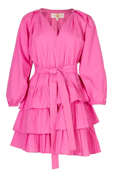 Anna Cate Caroline Dress In Orchid Poplin In Multi