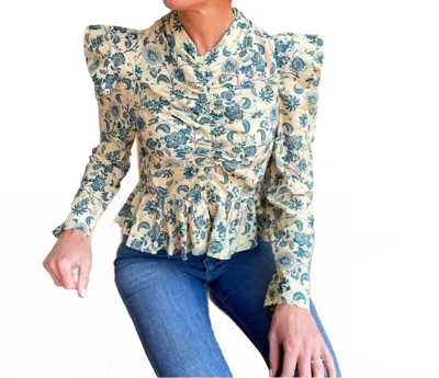 Anna Cate Charley Top In Teal/white In Blue