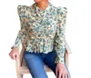 Anna Cate Charley Top In Teal/white In Multi