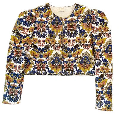 Anna Cate Clare Cropped Jacket In Coral Lime In Multi