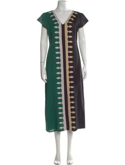 Pre-owned Anna Cate Colorblock Pattern Long Dress In Green