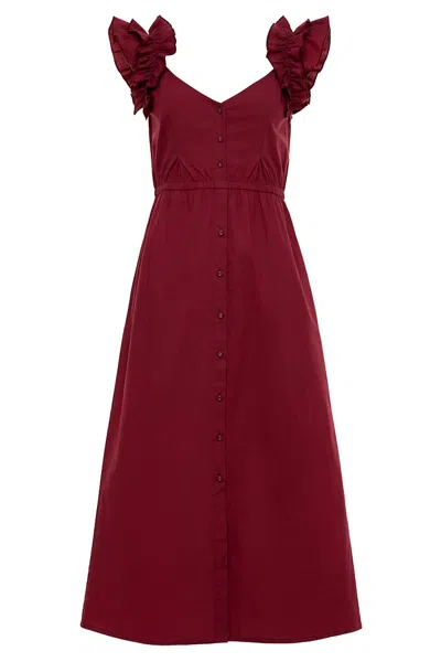 Anna Cate Eleanor Midi Dress In Rhubarb In Red