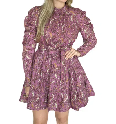 Anna Cate Elizabeth Dress In Purple Paisley In Multi