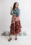 ANNA CATE ELLE SKIRT IN BURGUNDY FLORAL