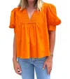 Anna Cate Emilia Embroidered Top In Exuberance In Orange
