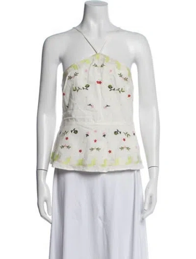 Pre-owned Anna Cate Floral Print Halterneck Top In Neutrals