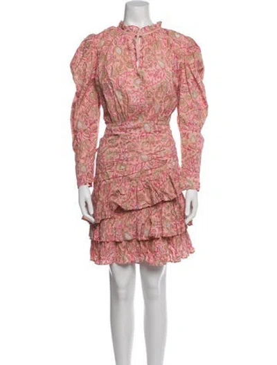 Pre-owned Anna Cate Floral Print Knee-length Dress In Pink