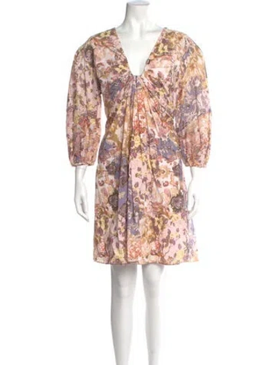 Pre-owned Anna Cate Floral Print Knee-length Dress In Pink