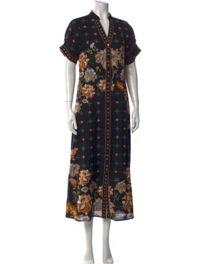 Pre-owned Anna Cate Floral Print Long Dress In Black