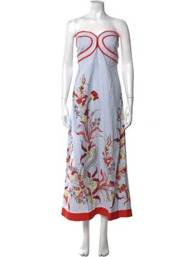 Pre-owned Anna Cate Floral Print Long Dress In Blue